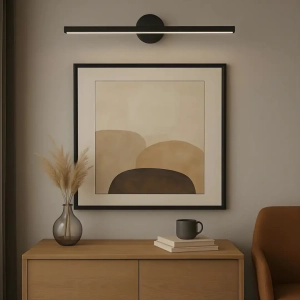 Domino Siyah 60 cm Beyaz Ledli Duvar Lambası Aplik Tablo Aplik Banyo Apliği