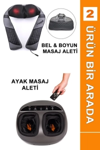 Ayak Masaj Aleti Refleksoloji Masajı 3d Masaj + Boyun - Bel - Sırt Masaj Aleti - 2'si 1 Arada