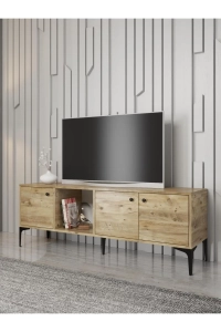 Hira 160 Cm Metal Ayaklı Tv Ünitesi - Atlantik Çam / Siyah