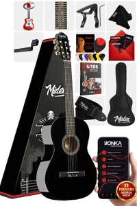 Siyah Klasik Gitar 4/4 Yetişkin Boy Sap Ayarlı Full Set