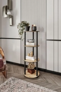 4 Katlı Dekoratif Yuvarlak Kitaplık