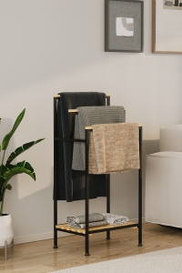 Banyo Düzenleyici Havluluk Askılık Kurutma Askısı Çamaşır Askılığı Havlu Askılığı Ahşap Raf