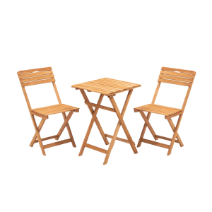 NS2 Ahşap İkili Bistro Balkon Takımı 2 Sandalye + Sehpalı