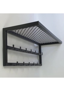 Dekoratif Demir Raflı Duvar Askısı - Metal Askılık - Elbise Askısı