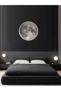 Moon,led Aplik,30cm Çap Led 25watt, Modern,duvar Aplik,led, Yatak Odası Aplik,yatak Başı Aplik