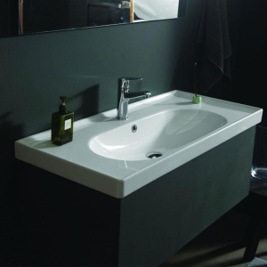 Turkuaz Ceratyle Arya Etajer Uyumlu Damlalıklı Lavabo 120*45 cm