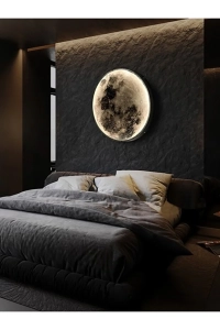 Moon,led Aplik,30cm Çap Led 25watt, Modern,duvar Aplik,led, Yatak Odası Aplik,yatak Başı Aplik