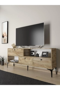 Katre 150 Cm Metal Ayaklı Tv Ünitesi - Atlantik Çam / Siyah