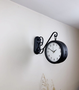 Çift Taraflı Klasik İstasyon Duvar Saati – 36×25 cm