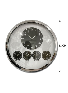 52 cm Krom Dünya Saatleri Duvar Saatleri