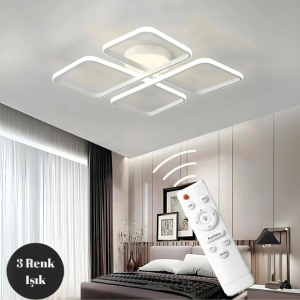 Novem Beyaz Plafonyer Kumandalı Ultra Süper 3 Renk Işık Ledli Avize