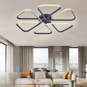 Oslo Siyah Modern Gold Çizgili Plafonyer Ultra Power Beyaz Ledli Avize