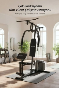 Triathlon T-221 Çok Fonksiyonlu Tüm Vücut Çalışma İstasyonu | 45 kg Plaka | Kardiyo & Güç & Esneme