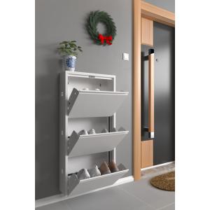 Üçlü Metal Ayakkabılık Beyaz Formood