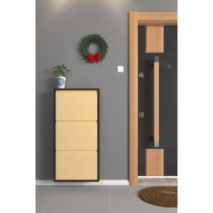 Üçlü Metal Ayakkabılık Kahve Krem Formood