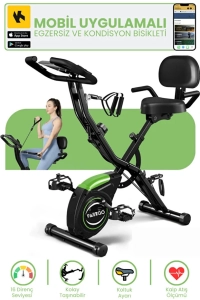 FASTGO Katlanabilir Ekranlı Egzersiz Bisikleti 4IN1 Manyetik Bisiklet Evde Egzersiz Kondisyon Bisikleti(120 Kg Kapasiteli)