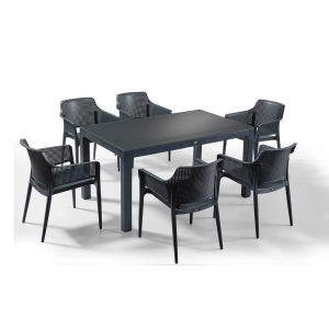 NS3 Masa Takımı 90x150 Camlı Masa + 6 Adet Koltuk