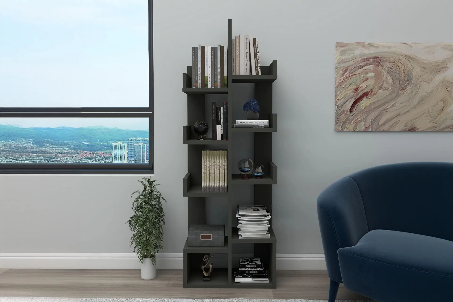 10 Bölmeli Raflı Kitaplık 10 Bölmeli Raflı Kitaplık