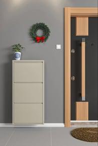 Üçlü Metal Ayakkabılık Bej - Ral 7032 Formood