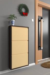 Üçlü Metal Ayakkabılık Kahve Krem Formood