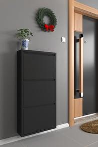 Üçlü Metal Ayakkabılık Siyah Formood