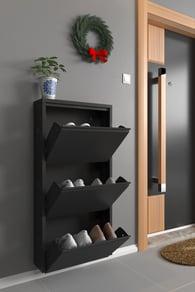 Üçlü Metal Ayakkabılık Siyah Formood