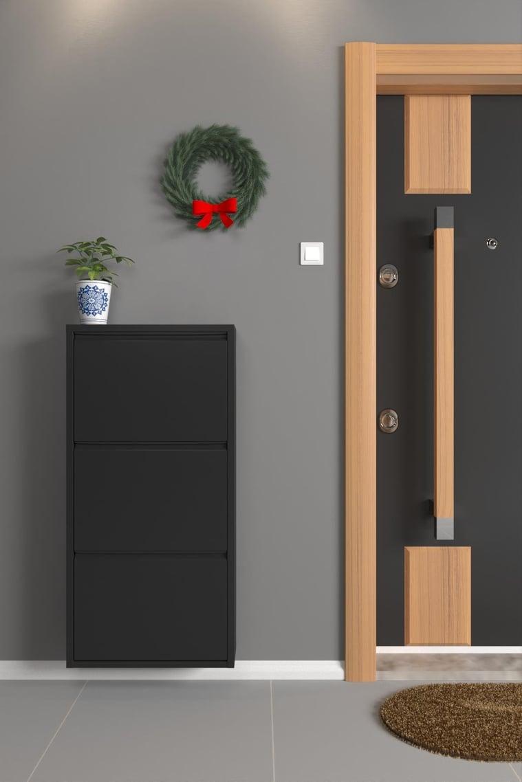 Üçlü Metal Ayakkabılık Siyah Formood