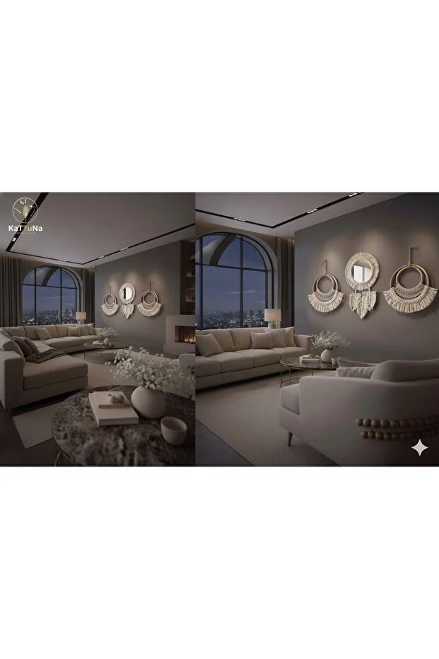 Wall Art Bohem Makrome Duvar Dekorasyon Ürünü 3lü Set Wall Art Bohem Makrome Duvar Dekorasyon Ürünü 3lü Set