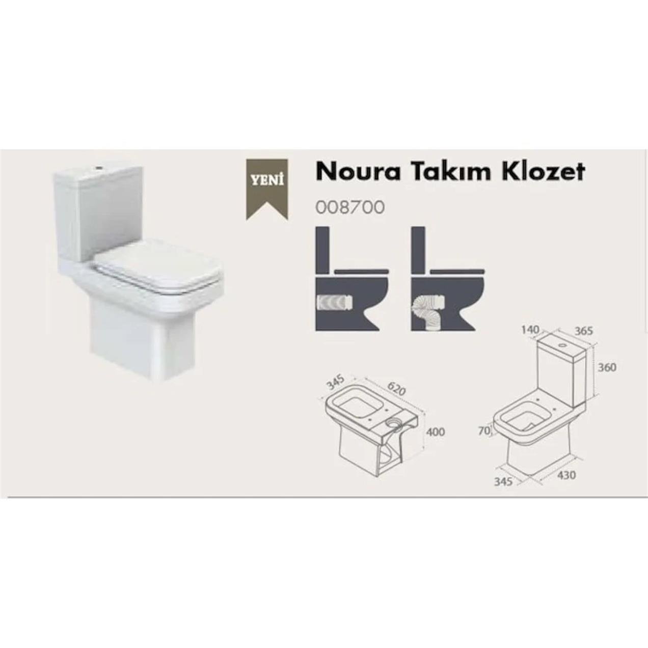 Turkuaz Cerastyle Noura Klozet,Rezervuar,İç Takım ve Yavaş Kapak