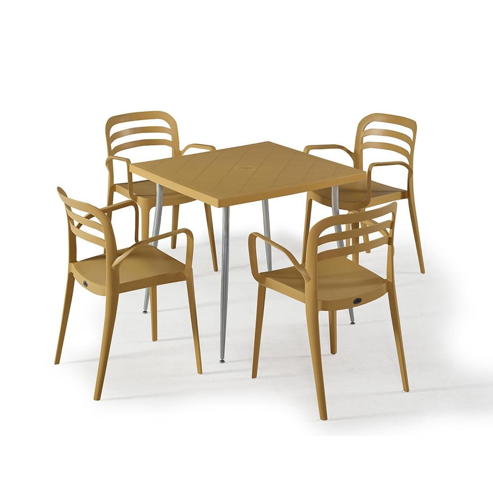 NS7 Masa Takımı 80x80 Masa + 4 Adet Renkli Sandalye