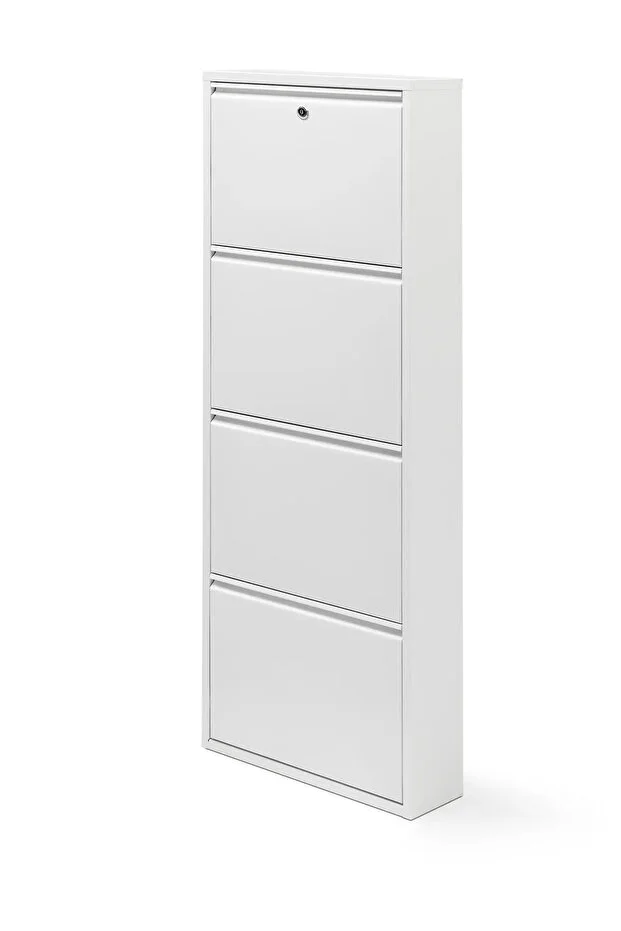 Kilitli 4'lü Metal Ayakkabılık - Beyaz Kilitli 4'lü Metal Ayakkabılık - Beyaz