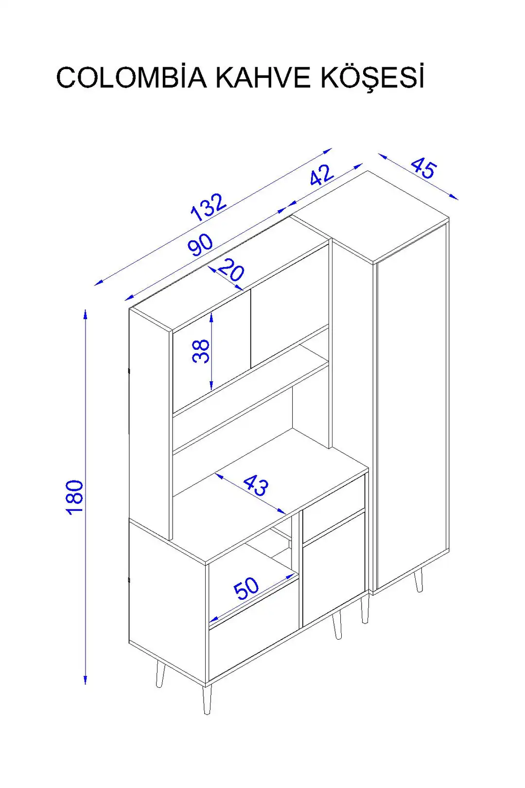 Colombia Kahve Köşesi / Çok Amaçlı Dolap / Airfryer Dolabı / Mutfak Organizeri