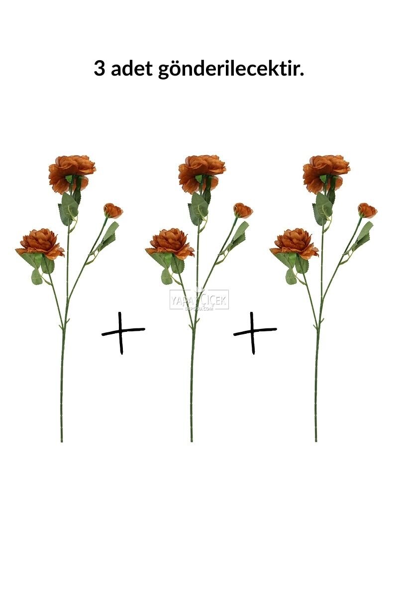 Yapay Çiçek Pastel 3 Adet Çöl Gülü 60 cm Kahverengi