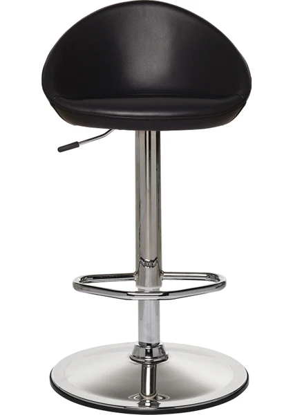 Leslie Bar Taburesi - Siyah Deri - Bar Koltuğu - Tabure
