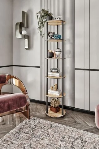 6 Katlı Dekoratif Yuvarlak Kitaplık